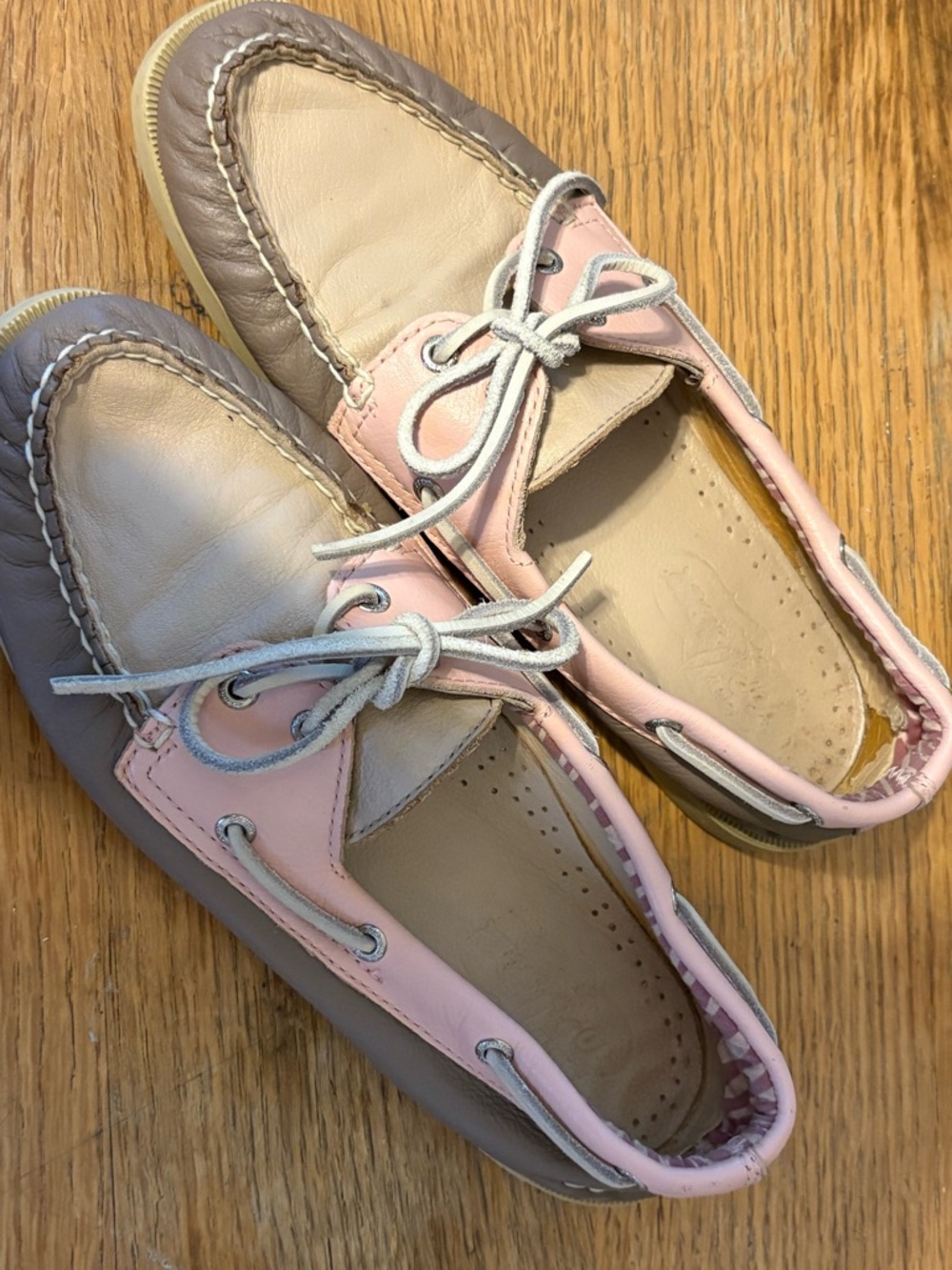Taupe and Pink Boat Shoes